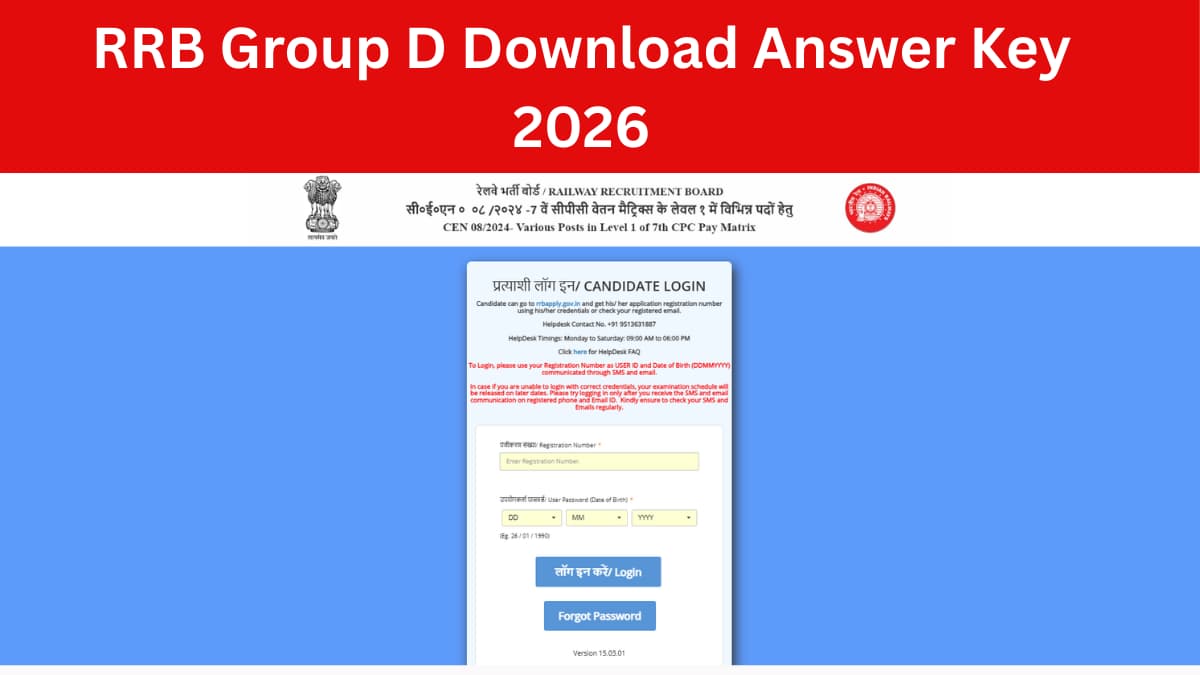 RRB Group D Answer Key 2026 - Download PDF | Exam Bindu RRB Group D Answer Key 2026: