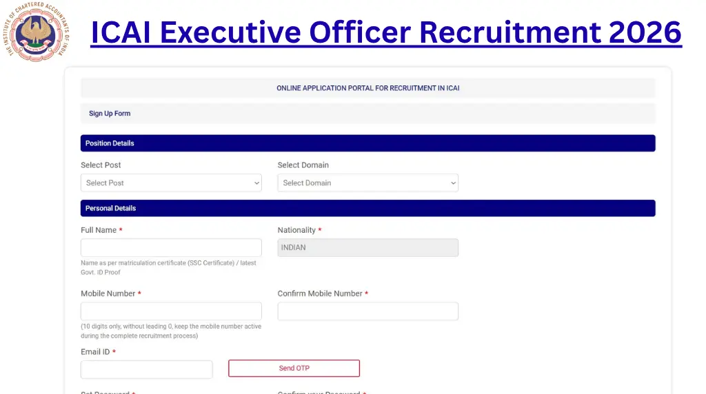 ICAI Executive Officer Recruitment 2026