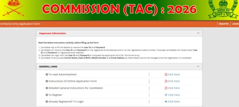 Territorial Army Officer Recruitment 2026